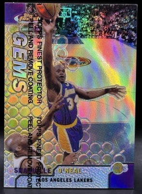1999-00 Topps Finest Shaquille O'Neal Refractor Gems w/ Peel NM #106 Lakers HOF - Image 1 of 4