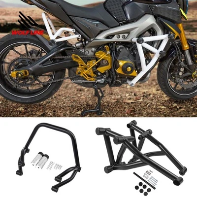 Pedales de barra de choque protector de motor Stunt Cage para Yamaha MT 09 Tracer 900 FZ FJ 2014 Foto 1 de 4