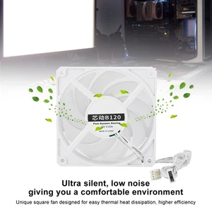 White B120 12CM Cooling Fan Silent Cooler 77CFM 2400RPM CPU Radiator For Des NEW - Afbeelding 1 van 12
