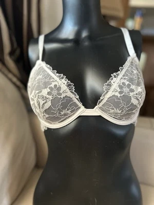 Victoria Secret Bra 34D Unlined Demi Ivory Lace Underwire Adjustable Straps - Image 1 of 4