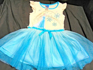DISNEY ELSA FROZEN GIRLS DRESS   SZ 4T  SPARKLY TUTU  ICE BLUE - Picture 1 of 6