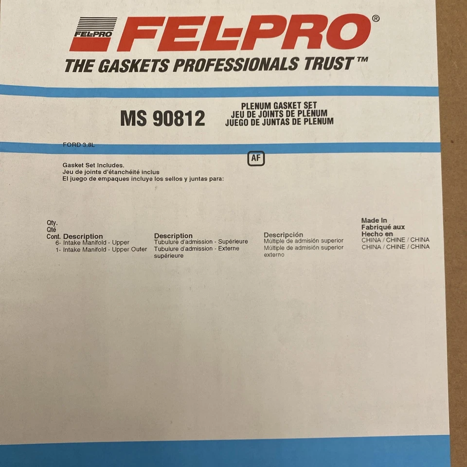 Fel-Pro MS90812 排气歧管垫圈套装 适合 1999 - 2003 年 福特 Windstar 全新 — 第 1/4 张图片