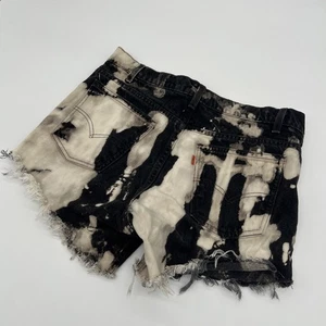 Vintage Orange Tab Levi’s Cut Off Jean Shorts Tie Dye Black & White Size 36 - Picture 1 of 10