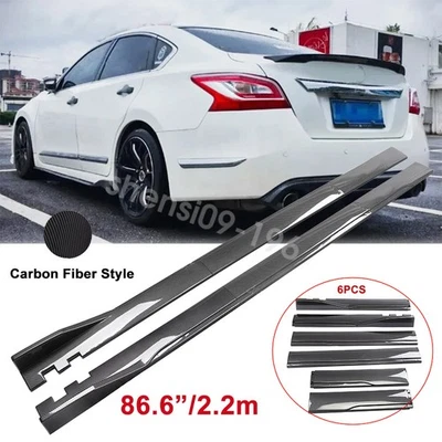 86.6" Carbon Style Side Skirt Splitter Rocker Extension For Nissan Altima 08-24 Foto 1 de 4