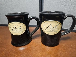 2016 & 17 Deneen Keramik His&Hers Paar glänzend schwarz schicke Braut Kaffeetassen - Bild 1 von 9