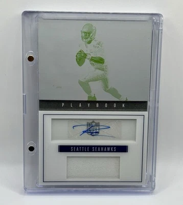 Folleto de libro de jugadas Panini Playoff Russell Wilson 2015 juego automático parche usado 1/1 😳 Foto 1 de 4