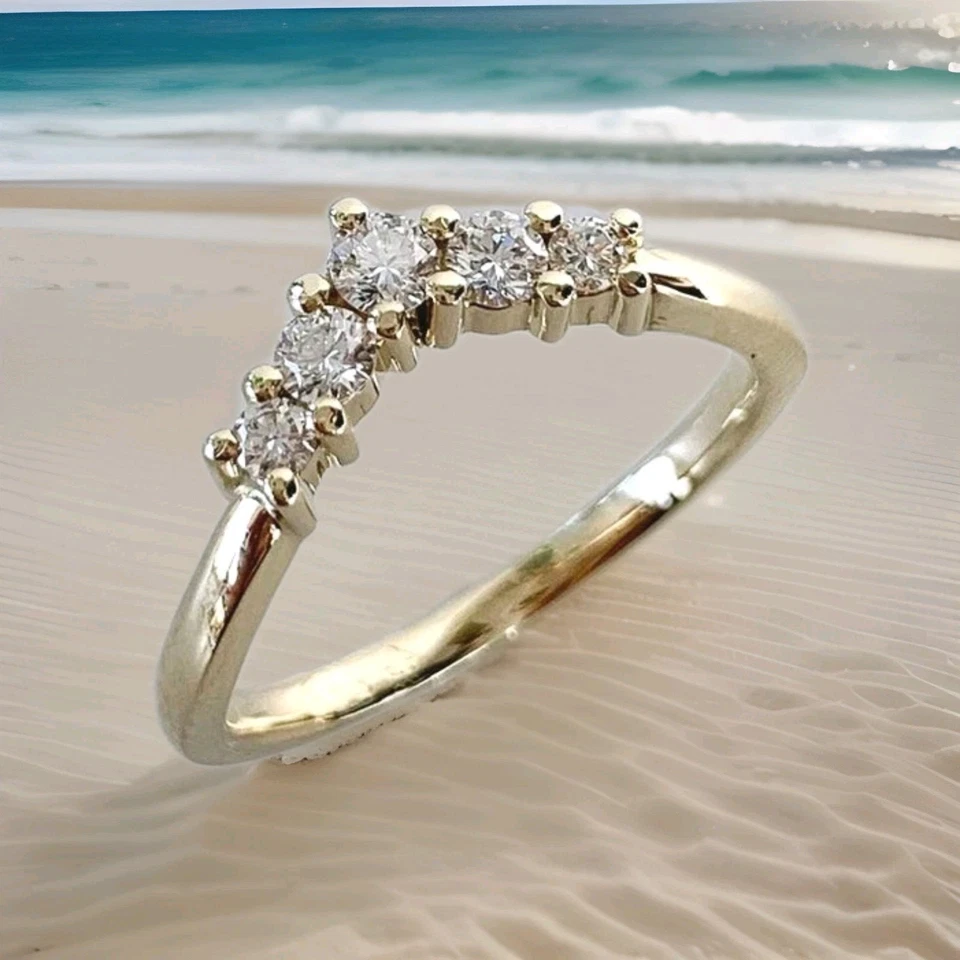 Damen Ring Mit Syntetisch Hergestell Diamtnten 18 Karat Vergoldet Mit Rosengold  - Bild 1 von 1