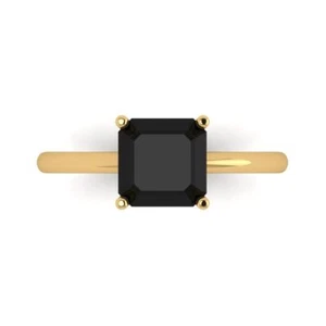 2 cttw Solitaire Natural Onyx Engagement Ring - 14K Solid Gold (Yellow Gold) - Picture 1 of 11