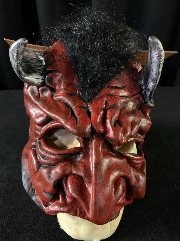 SPOOKY VILLAGE ADULT CHINLESS CRAZIES HORNED DEVIL CREEPY HALLOWEEN MASK  NWT - Image 1 of 4