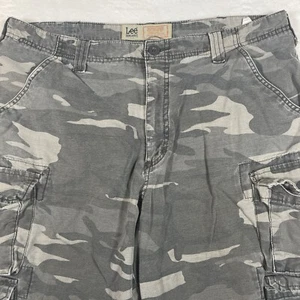 Lee Dungarees Cargo Shorts Men 36 Camo Loose Baggy Faded Grunge 10.5” Inseam - Imagen 1 de 7