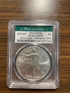 2020-(P) American Silver Eagle $1 PCGS MS 70 Philadelphia Emergency Issue 1st St - Picture 1 of 2