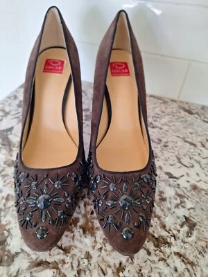 Oscar De La Renta Shuede Marrón Tacón Plano Talla 10 Foto 1 de 4