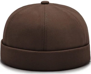 Dome Brimless Hats for Women Men Sailor Docker Beanie Cap Hip Hop Hats Coffee - Picture 1 of 7