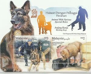 MALAYSIA 2018 Animals With Various Special Roles MS with 2V MNH