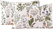 100% Cotton Pillowcases King Size, Botanical Floral Leaves Print Pattern Pillow 