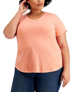 Style & Co Women's Plus Size Solid Burnout T-Shirt (3X, Orange Shade) - Picture 1 of 1