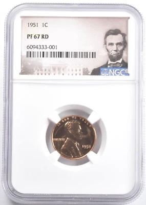 1951 Lincoln Proof Cent: Stunning NGC Proof 67 Red ~ Low Pop Example - Image 1 of 3