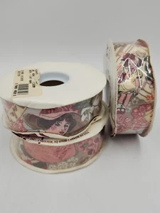 Vintage Lion Ribbon Co. New Victorian Valentines Print 25 Yards Each 3 Rolls - Picture 1 of 12