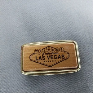 Las Vegas NV Nevada Woodgrain Money Clip Wallet - Picture 1 of 2