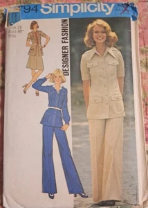 De colección 1974 Simplicity 6794 Para Mujer L Safari Falda Pantalón Traje Top Nuevo Sin Cortar - Imagen 1 de 2