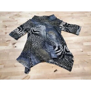 Damee Womens Size Small Artisan Abstract Oversized Cowl Neck Animal Print - Picture 1 of 7