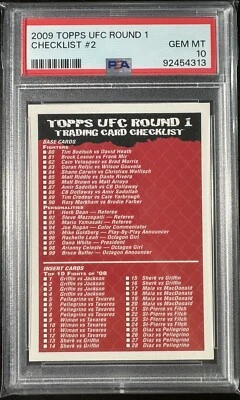 2009 TOPPS UFC ROUND ONE 1 CHECKLIST #2 PSA 10 - Image 1 of 2