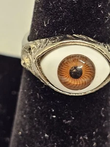 Vintage Evil eye ring Size 7 good luck charm ward off evil spirits Iris Brown - Picture 1 of 5