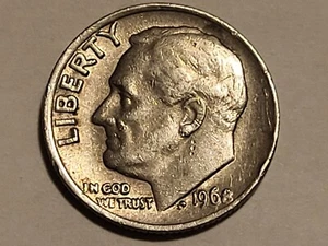 1968 Roosevelt Dime - Very Rare No Mint Mark and Off Center - Picture 1 of 2