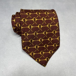 Corbata de seda Brooks Brothers para hombre roja dorada geométrica hecha a mano EE. UU. - Imagen 1 de 5