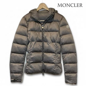 MONCLER MAIKAN Daunenjacke braun glänzend gefütterter Mantel Größe 2 Damen L ... - Bild 1 von 13