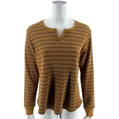 Camiseta térmica Columbia naranja tejida gofre talla XL a rayas cuello dividido Foto 1 de 4