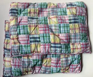 Rare! Pair RALPH Lauren *STANDARD Plaid SHAMS MADRAS QUILTED Carly University - Picture 1 of 13