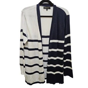 Joseph A. Striped Cardigan Open Front Knit Sweater Lightweight Women's Size L - Picture 1 of 10