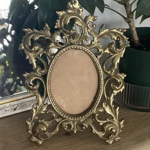 Vintage Victorian Gilt Metal Picture Frame Gold 3 3/4 X 5" Ornate Easel Table - Picture 1 of 15