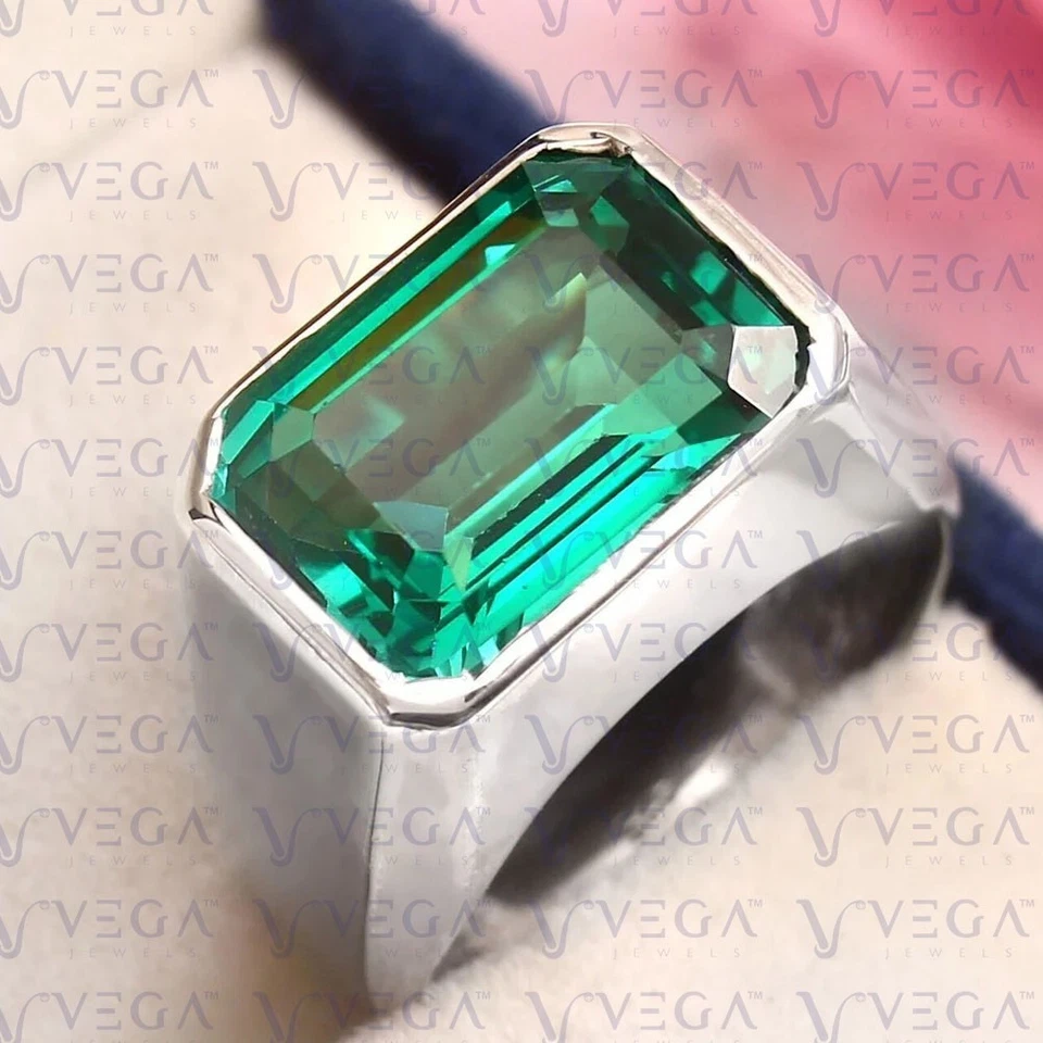 Anillo solitario de esmeralda natural corte esmeralda de 5,00 quilates chapado en platino 950PT Foto 1 de 4