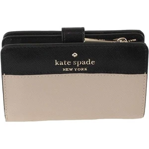 NWT Kate Spade Staci Medium Compact Bifold WOMEN Wallet -Warm Beige Black Multi - Imagen 1 de 5