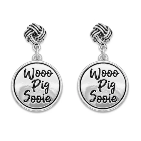 Arkansas Razorbacks Woo Pig Sooie Silver Twist and Shout Earrings Jewelry Gift Cover