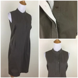 LAFAYETTE 148 New York Taupe/Stone Hidden Button Pockets Shift Dress Womens sz 2 - Picture 1 of 11