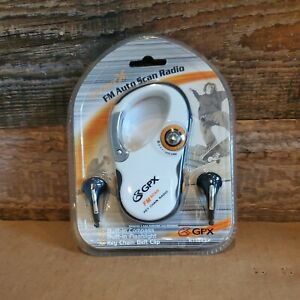GPX Sport X White FM Auto Scan Radio Key Chain W/ Headphones Flashlight Compass