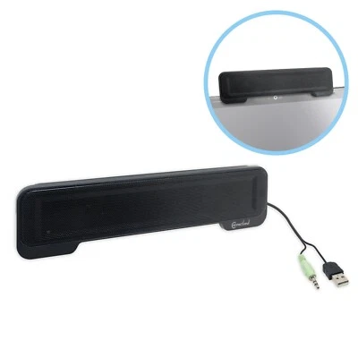 Syba USB Powered Portable Stereo Sound Speaker Bar Mounts to Laptop Screen - Image 1 of 4