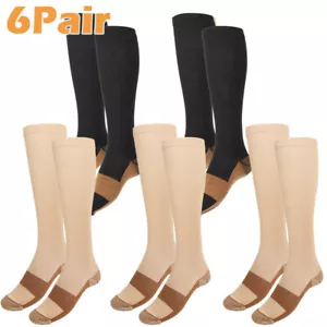 6x Best Copper Compression Socks 20-30 mmHg Men Women Athletic Gym Shin Splints - Picture 1 of 21