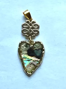 COLGANTE DE ORO TIBETANO H62358 CÁSCARA DE ABULÓN CORAZÓN - Imagen 1 de 1