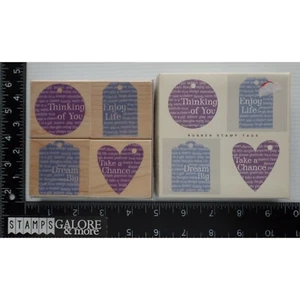 Hero Arts Rubber Stamps POETIC PRINTS LL937 TAGS WITH WORDS DREAM ENJOY CHANCE - Picture 1 of 2
