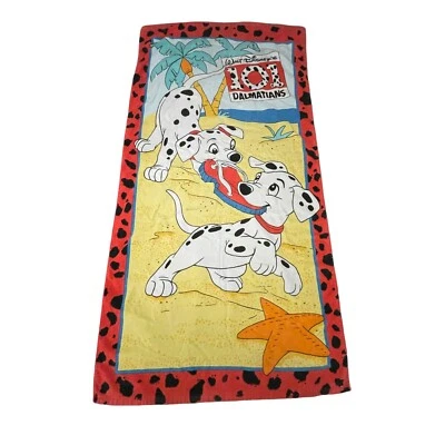 Vintage Franco Walt Disney 101 Dalmatians Beach Towel Bath Red Border 90s Movie - Image 1 of 4