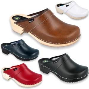 KLOGGA QUALITY CLASSIC Swedish Clogs Real Leather Medical Nurse Shoes Holzclogs - Picture 1 of 46