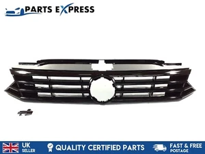 VOLKSWAGEN PASSAT B8 R-LINE 2015-2019 FRONT UPPER TOP RADIATOR GRILL GLOSS BLACK - Picture 1 of 12