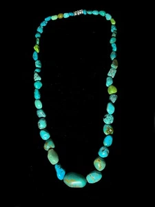 Southwest Raw Chunky Native Turquoise Vintage Necklace - Picture 1 of 4
