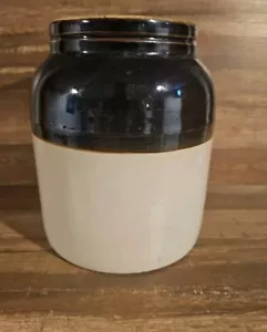 Brown and Tan Stoneware Jar - Picture 1 of 3