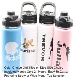 Personalized Insulated Sports 18/32oz Hydro Water Bottle Custom & Engraved Free - Picture 1 of 12