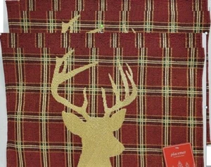 Set of 2 Tapestry Placemats,13"x19", WINTER, CHRISTMAS, LARGE GOLD REINDEER, HC - Picture 1 of 24